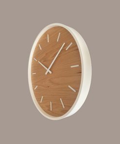 ساعت دیواری چوب ملچ قطر ۴۵ رنگ طبیعی حلقه سفید